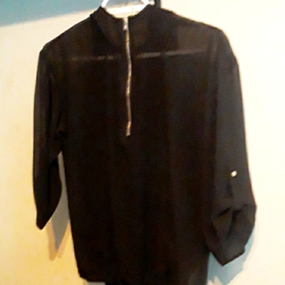 Black Sheer Top Half Sleeve size Small - Picture 3 of 5